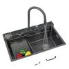Large Handmade Black Honeycomb 304 Stainless Steel Kitchen Sink with Waterfall Design