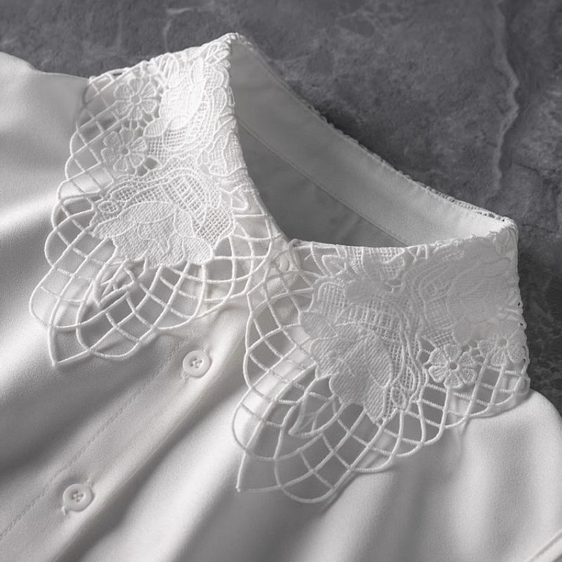 Women Korean Shirt Autumn Detachable Collar for Girls White Half Shirt Blouse Fake Collar Lapel Detachable Pointed Collar