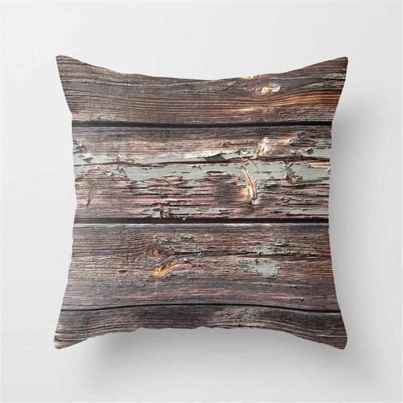 Farmhouse Home Decor Sofa Pillow Creative Wood Grain Marble Pillowcase Fashion Geometric Cushion Cover 40x40cm  50x50