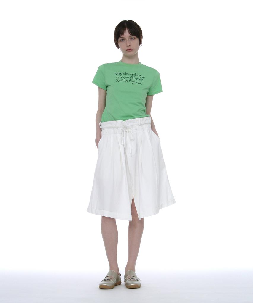 Partimento Woman Foldover Waist Midi Skirt_White