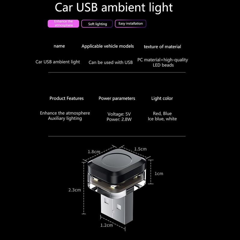 Universal Usb Car Interior Ambient Atmosphere Light Mini Led Signal Lamp For Truck Vehicles Decorations Pc Auto Plug And Play