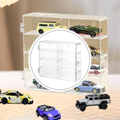 1/64 Scale Toy Car Display Case Box 8 Grids Wall Hanging/tabletop Dust Cover Transparent