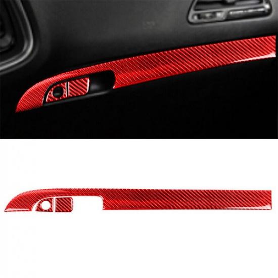 3Pcs Red Carbon Fiber Copilot Dashboard Panel Cover Trim For Dodge Charger 2015+