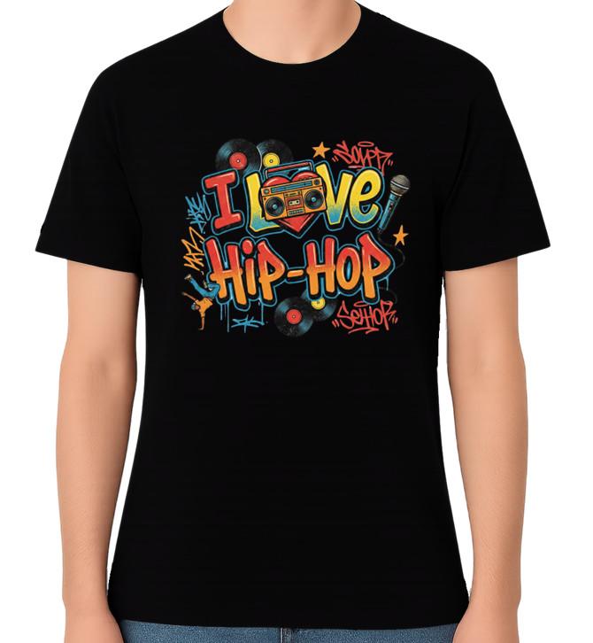 I Love Hip-Hop Graffiti T-Shirt Rapping Street Style Rap Music Lover Unisex Tee 3XL