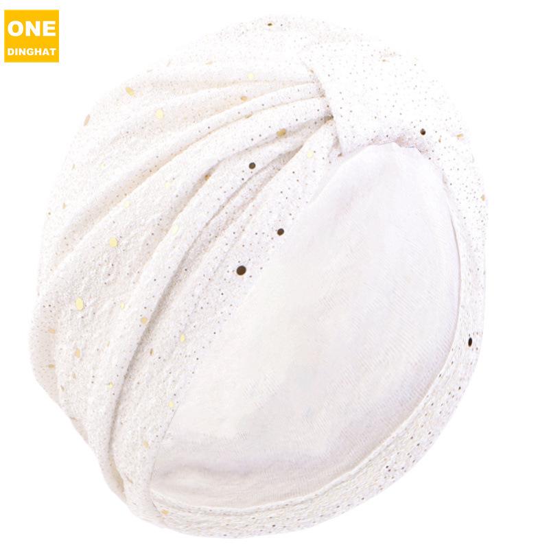 

Шляпа женская блестящая мятая тканевая шапка-платок, этническая тканевая шапка Баотоу, шапка для химиотерапии Jdt-433E M（56-58cm） белый