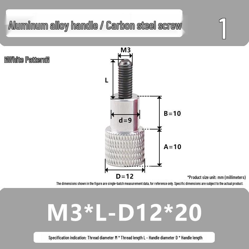 M3M4 Aluminum Alloy Hand-Tightening Flat Head Knurled Adjustment Screw Bolt
