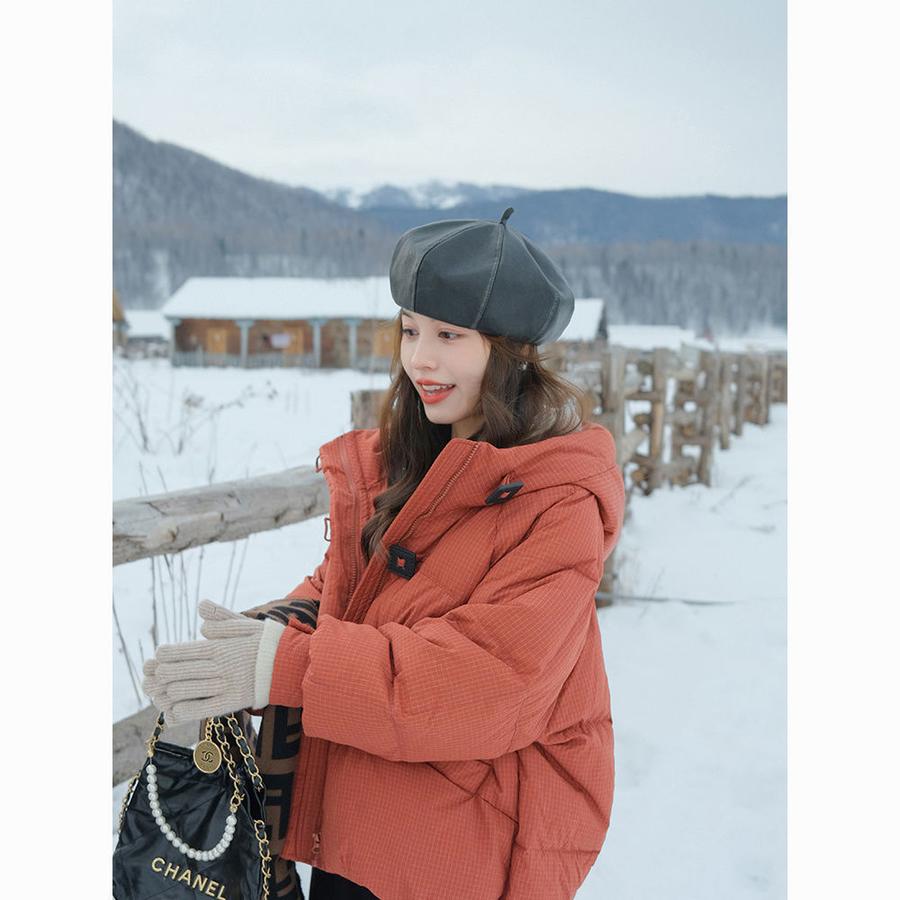 Solid Color Loose Fit Short Down Jacket Winter Coat with Hood Korean Style Thick Padding Bread Jacket