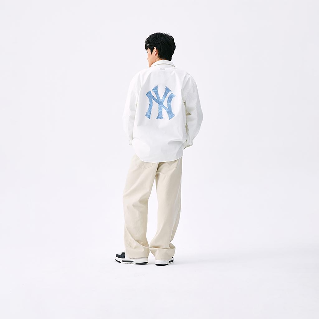 New MLB MONOGRAM Collection New York Yankees SS25 Shirt Unisex Ivory 3AWSM0651-50IVS