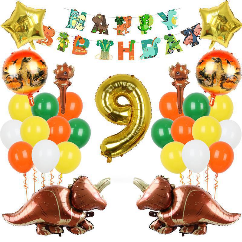 

Юрский Большой Трицератопс Тематический Флаг День Рождения Алюминиевая Пленка Желтый Оранжевый Зеленый Набор Латексных Шаров Set 9