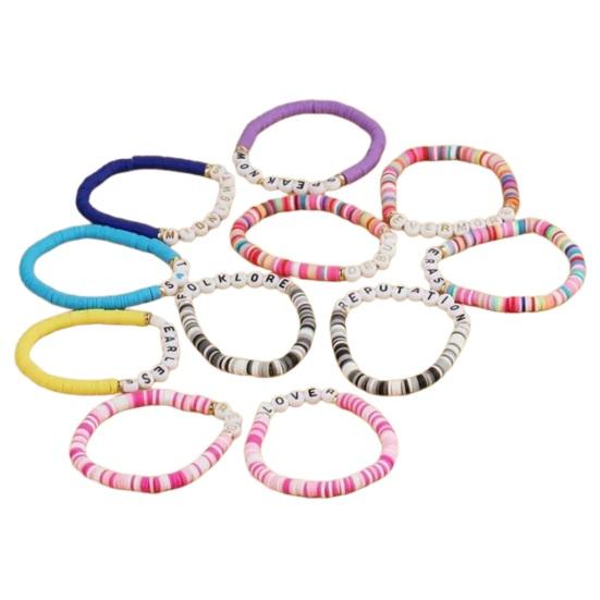 Conjunto de pulseiras inspiradas em Taylor Swift feitas à mão com pedras elásticas ajustáveis ​​joias com contas para presentes de concertos