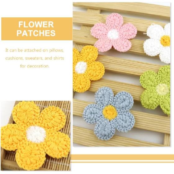 20Pcs Assorted Color Embroidered Flower Patches, 1.97" Polyester Appliques for Clothes, Hats, Bags, DIY Crafts, Sewing Decorations