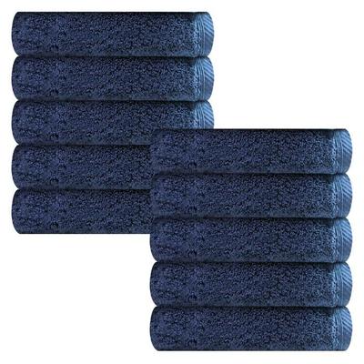 Premium Hotel Collection 180g 40s Combed Cotton Face Towel, Navy Blue, 10-Pack - Ultra-Soft High-Density Absorbent Korean Towel