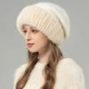 Mink Hair Hat Female Korean Version Winter New Rabbit Hair Blended Knitted Hat Temperament Headband Hat Showing Face Small Fur Hat