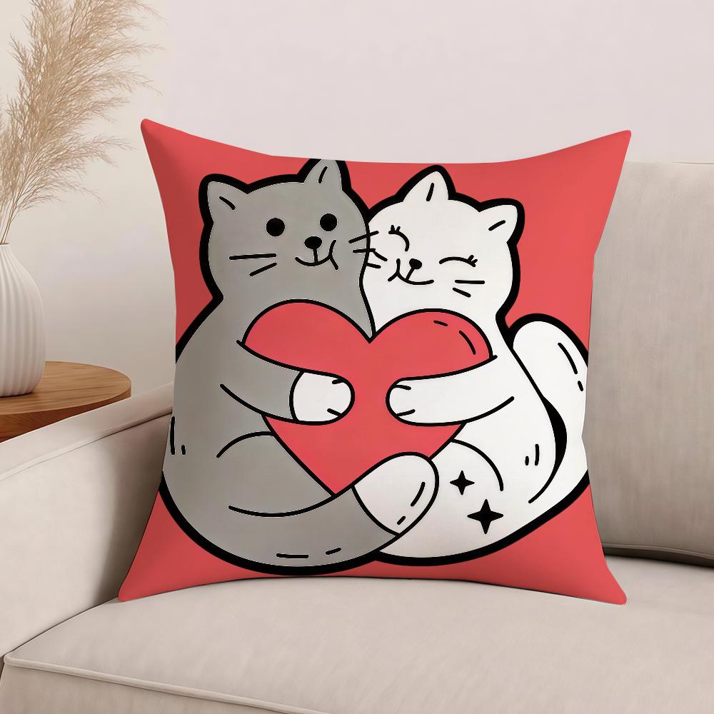 Cartoon Animal Heart Lovers Valentine's Day Pillow Case Office Cushions Suitable For Sofa Car Bedroom Decorative Cushion Cover