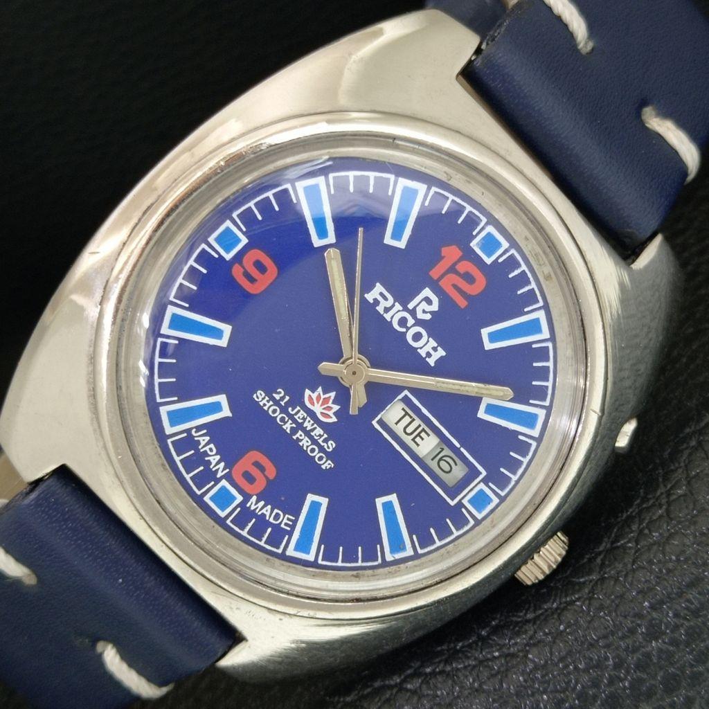 

VINTAGE RICOH R31 AUTOMATIC JAPAN MENS BLUE COLOR DIAL WATCH a707671-1
