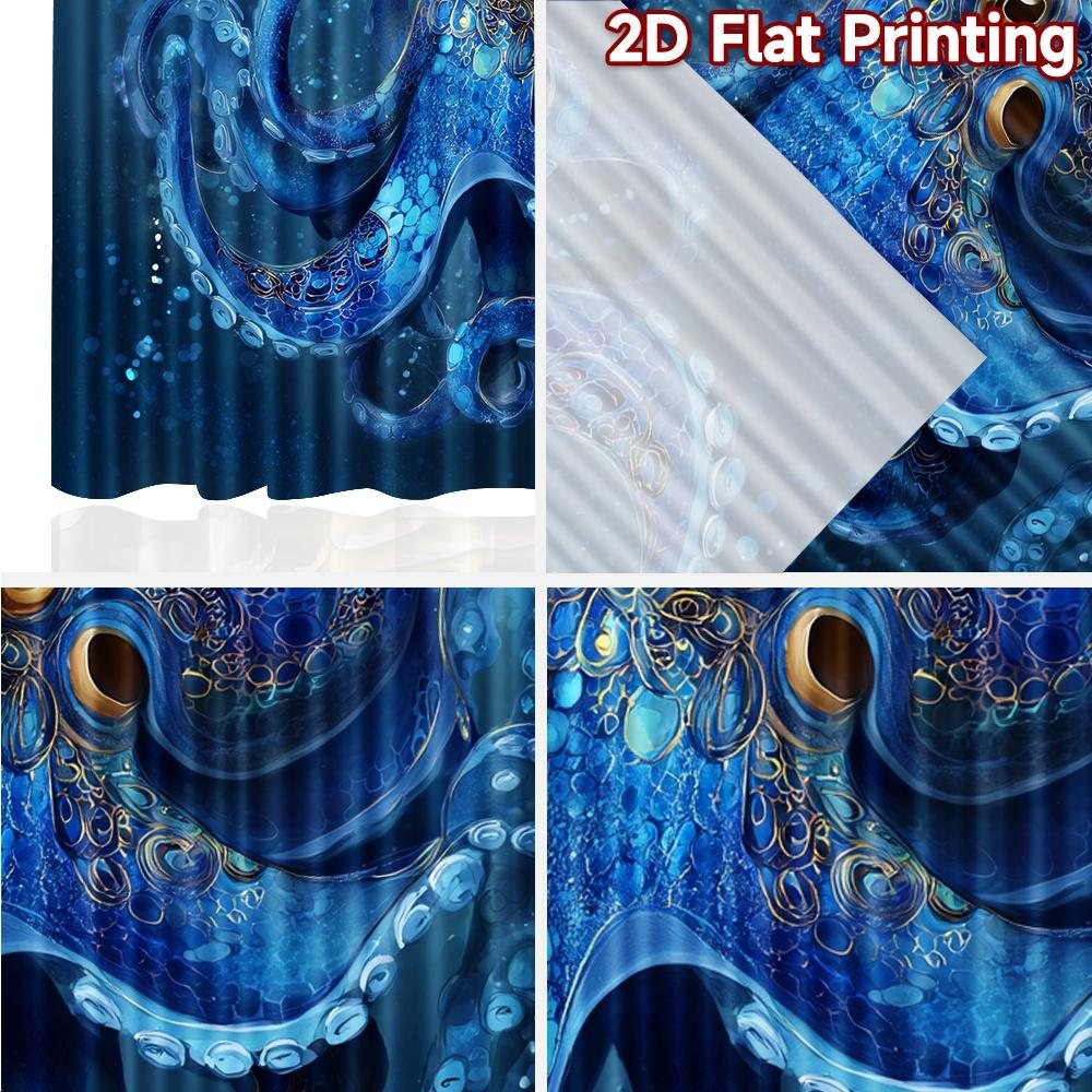 2 ks   2D PLOCHÝ TISK Závěsy (Bez prutu) Vánoční závěsy Deepsea Octopus s digitálním potiskem, pratelné v pračce