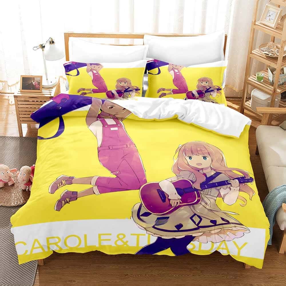 Fashion 3D Print Anime Carole & Tuesday Bedding Set Single Twin Full Queen King Size Bed Set Adult Kid Bedroom Duvet Cover Sets
