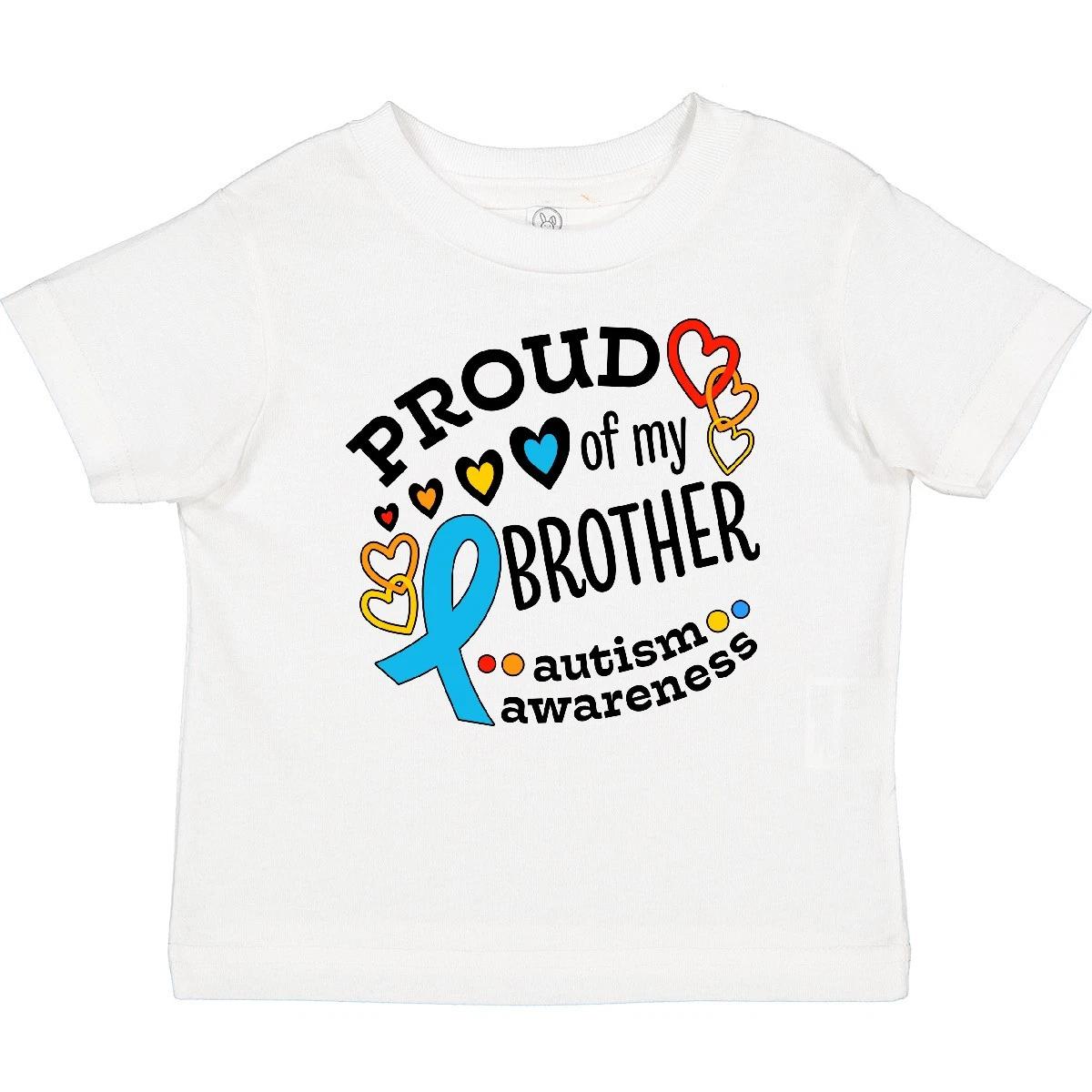 Inktastic Proud Of My Brother- Autism Awareness Baby T-Shirt Blue Ribbon Hearts 140