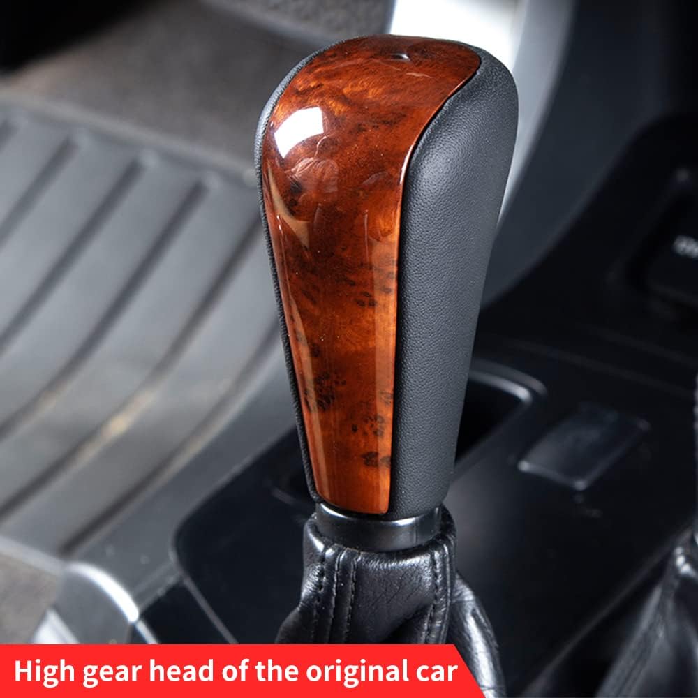 Center Gearbox Shift Knob Head Suitable for 2003-2009 Lexus GX470 | Leather + Peach Wood Grain Shift Lever Interior Upgrade Modification Accessories