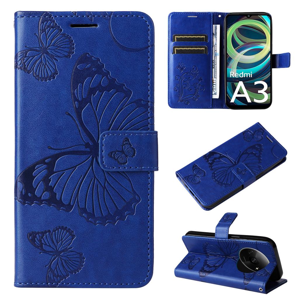 For Xiaomi Redmi A3 4G/Poco C61 4G Wallet Case Floral Butterfly Imprinted Leather Phone Cover Stand