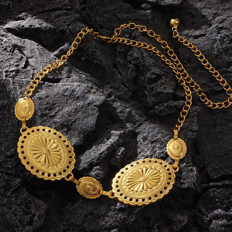 Elegant Metal Womens Waist Chain With Carved Detailing For Summer Fashion Accessory