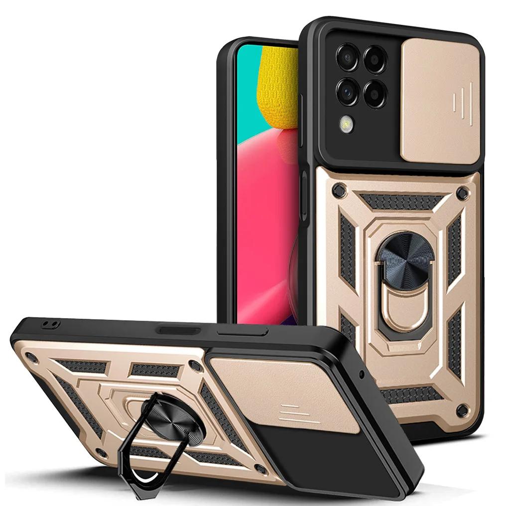 Carcasă Armură Rezistentă la Șocuri Pentru Samsung Galaxy M52 M32 M22 M51 M23 M33 M62 M12 F23 5G Fereastră Glisantă cu Buton Inel Magnetic Carcasă Cover