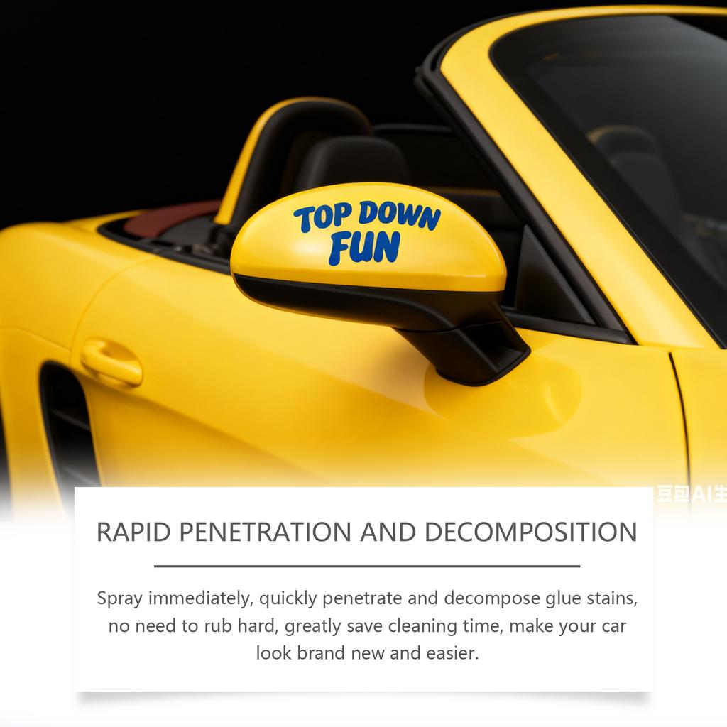 Powerful Automotive Adhesive Remover Spray Dissolves Sticky Tap Glue Decal Residue from Car Glass Metal Plastic Includes Tools