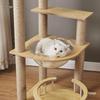 Solid Wood Sisal Cat Tree with Space Capsule and Scratch Board