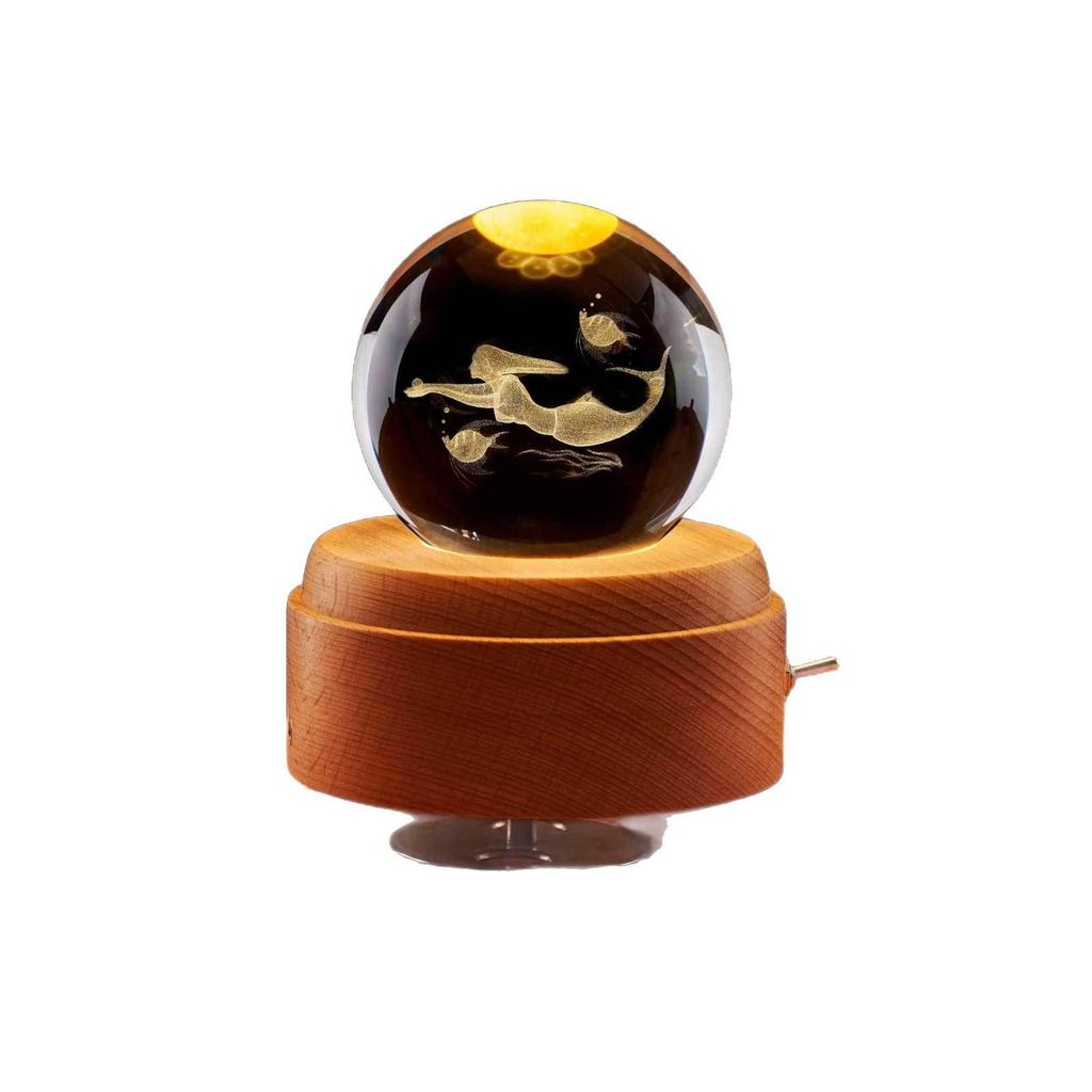 Mermaid Crystal Ball Music Box Night Light - Unique Gift for Birthdays & Holidays