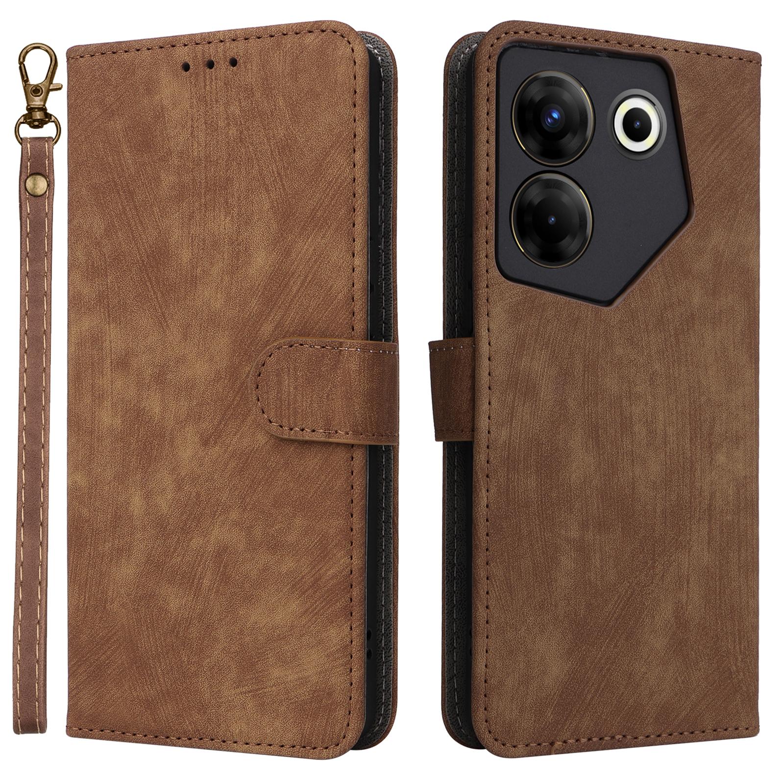 

Для TECNO Camon 20 Pro 5G CK8n Чехол-книжка из ПУ кожи с блокировкой RFID, подставкой и ремешком Brown