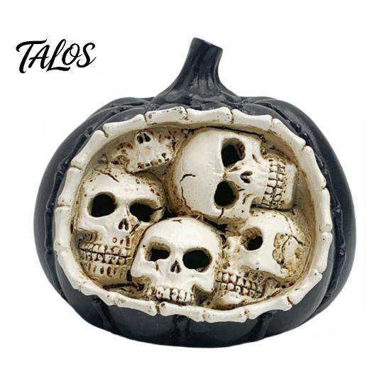 Decorative Pumpkin Skulls Halloween Skull Figurine, Realistic Resin Skeleton Statue Decorations, Spooky Gothic Home Accents Desktop Ornaments