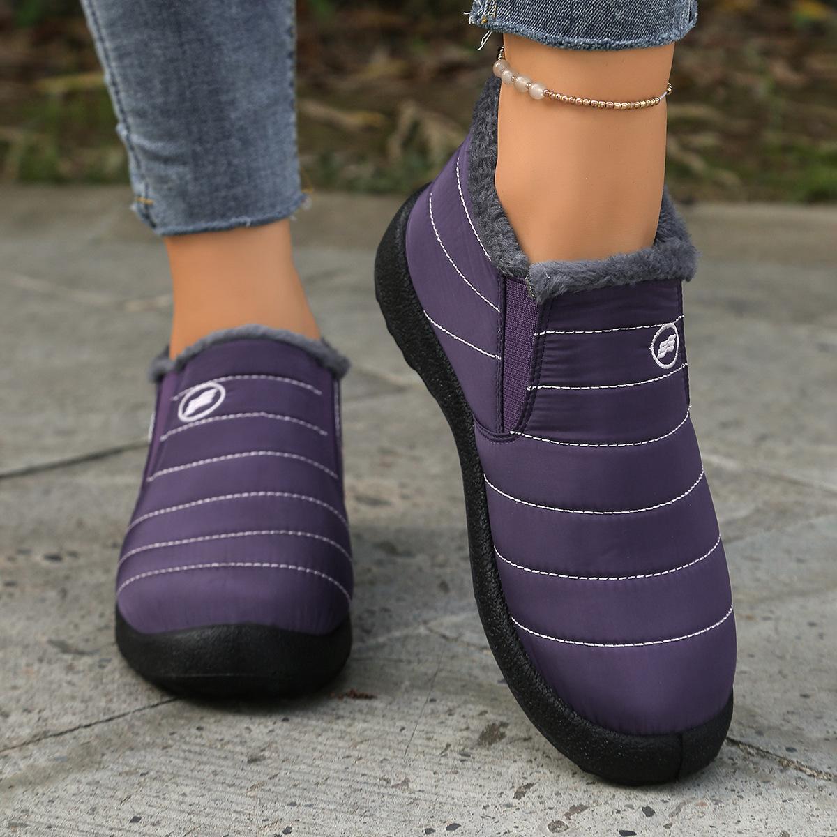 

Очень теплые зимние ботинки большого размера 48 - Нескользящая толстая подошва, Зимние ботинки с круглым носком, Минималистичный дизайн однотонного цвета для походных ботинок для улицы 42 фиолетовый