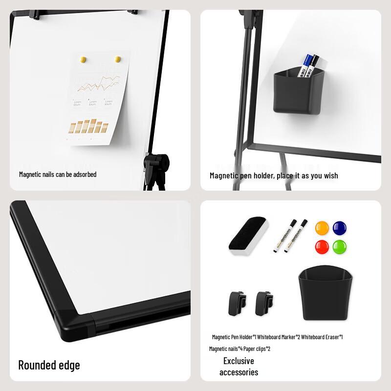 Deli 90x60cm Double-Sided Height-Adjustable Whiteboard