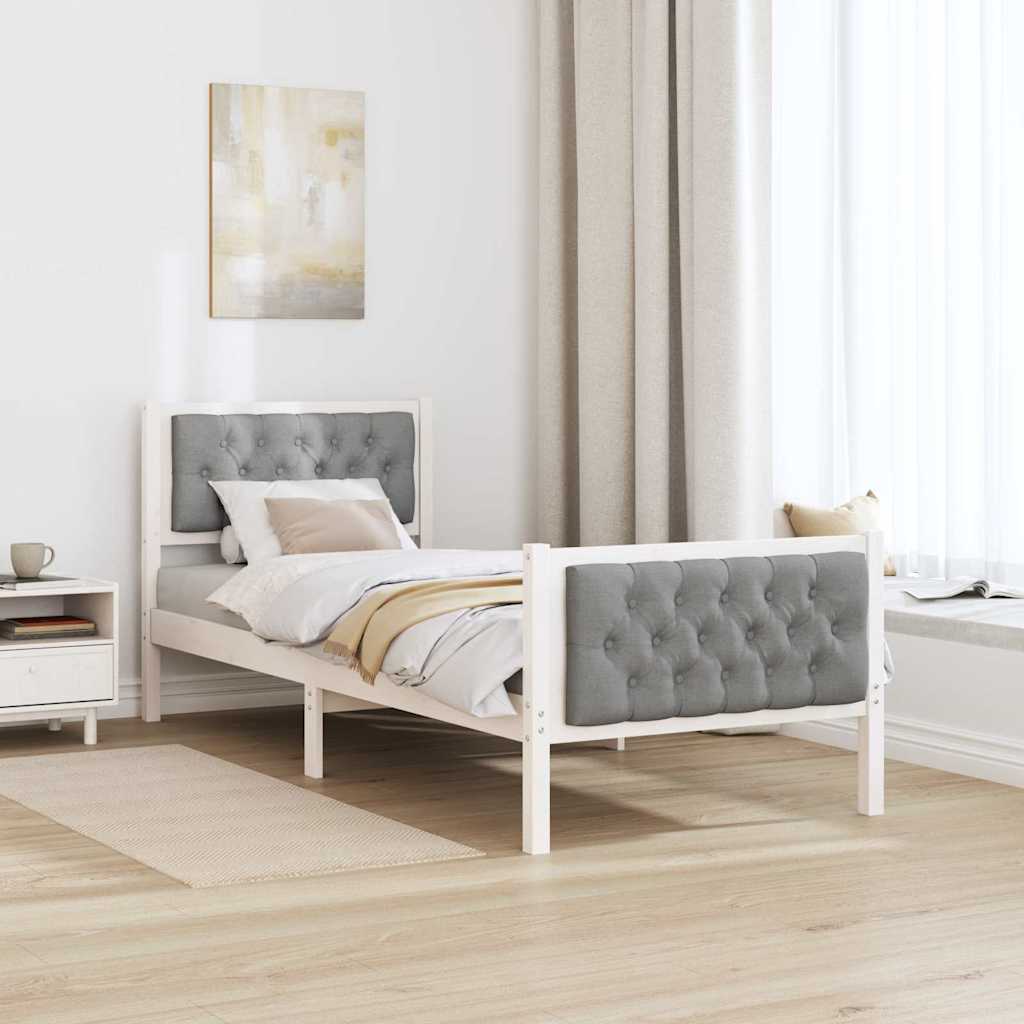 Bed Frame Light Grey 80 x 200 cm Solid Pine Wood