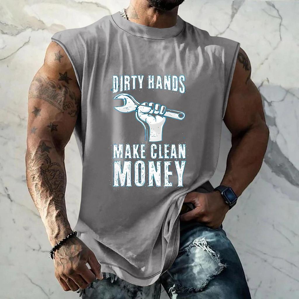 Men Sleeveless Muscle Tank Top Casual Loose Fit Workout Shirt Labor Day Graphic Print Comfortable Lightweight Fabric