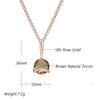 Simple  Rose Gold Color Pendant Necklace For Women Fashion Brown Natural Zircon High Quality Bride Wedding Jewelry