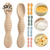 Soft Silicone Spoons for Babies 2Pcs Baby Spoon, Toddler Training Spoon Puree Fruit Puree, Non Slip Set Non-Slip Handle Infant Feeding Self