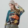 Pop Art Lettering Printing Loose Fit Round Knit Zc04qk002on