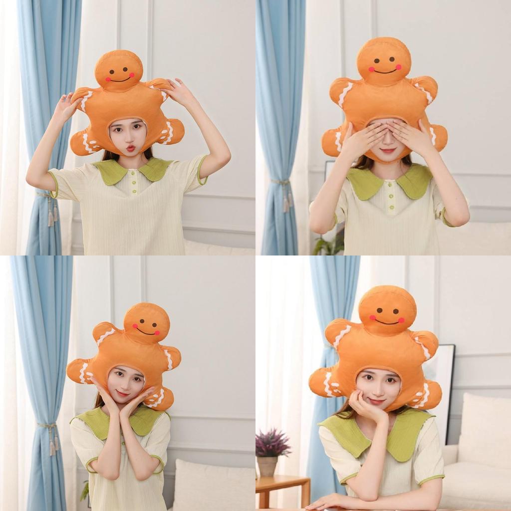 Großhandel Lebkuchenmann Plüsch Kopfbedeckung Hut Für Lustige Foto Requisiten Und Performance Kostüme