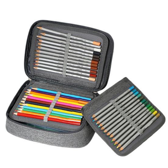 72-Slot Sketch Pencil Case 3-Layer Oxford Storage Pouch for Coloring Pens And Art Supplies Portable Stationery Organizer for Students Artists