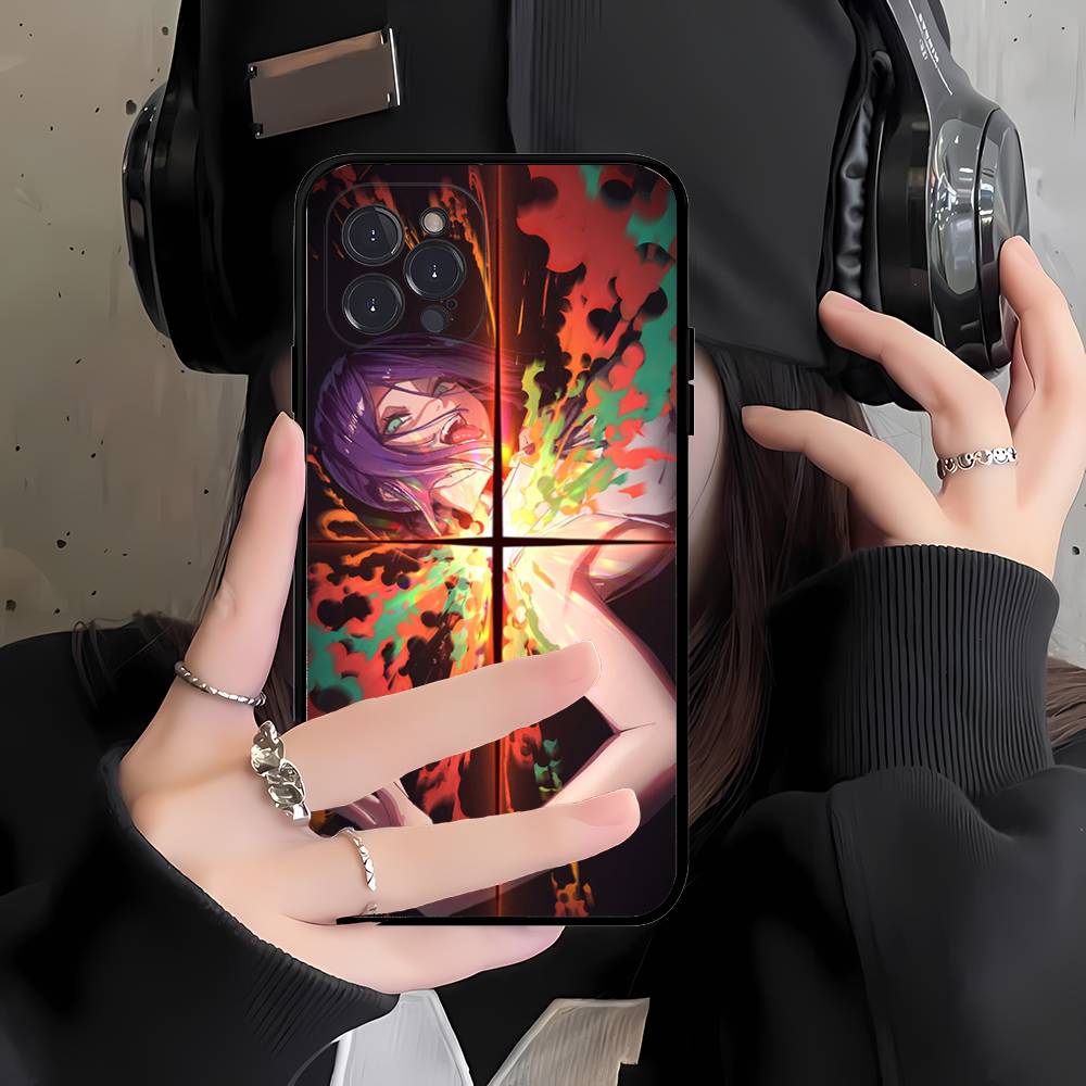 

Reze Chainsaw Man Phone Case For IPhone 16 Pro Max 15 17 Plus 14 13 12 Mini 11 Black Cover iPhone 13 pro