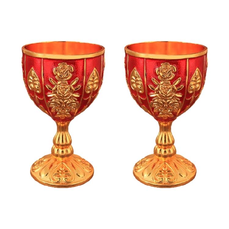 Artistic Zinc Alloy Alcohols Glass With Luxurious Embossed Detailing Retro Art Wine Glass For Wine Tasting Event