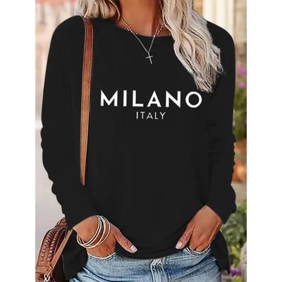 Fashionable Printed Long Sleeved Shirt, Fun Gothic T-shirt, Women's Printed T-shirt, Round Neck Top T-shirt, Casual T-shirt