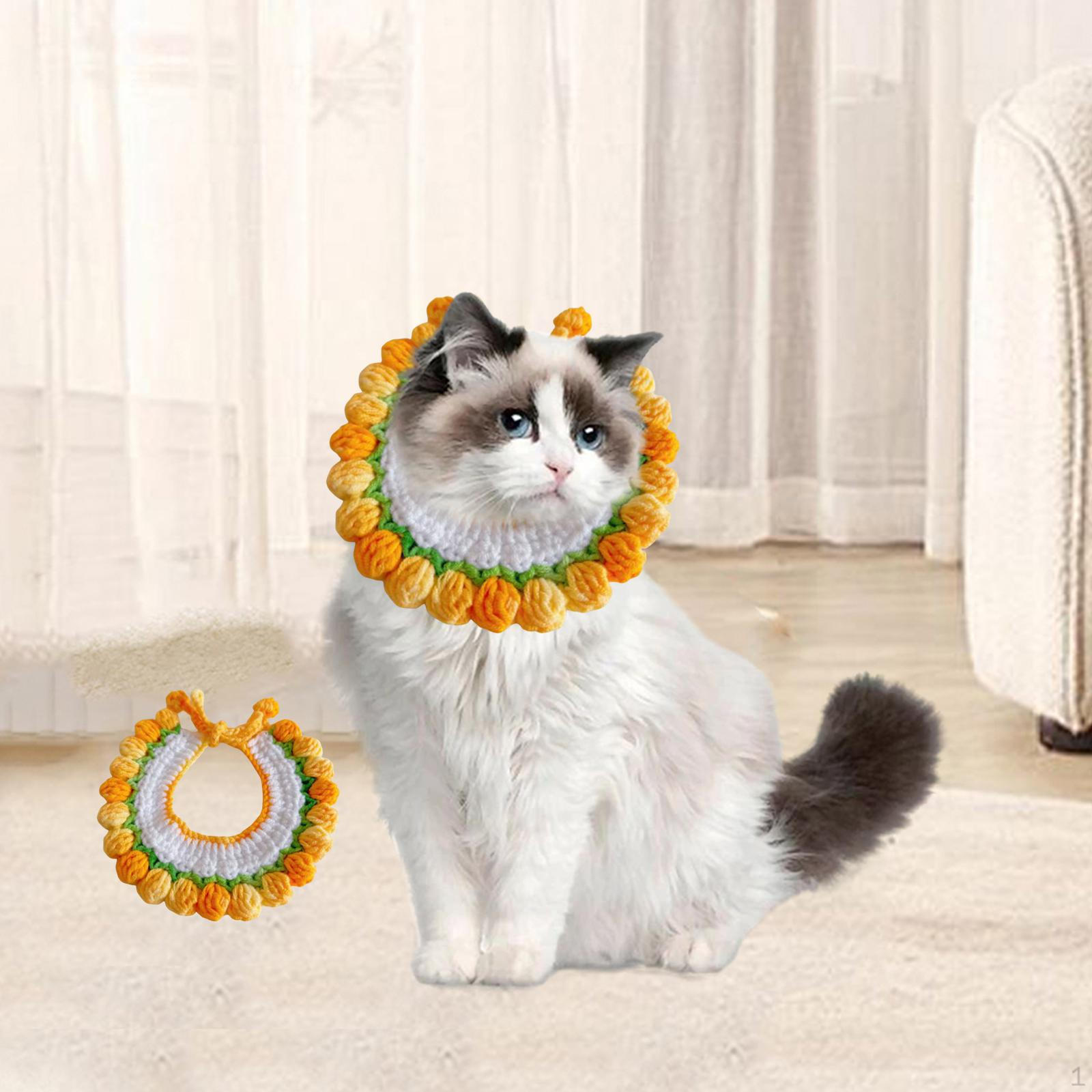 

Ошейник для кошки, регулируемый наряд, вязаный крючком, нагрудник, шейный платок, вязание, удобный для праздника, дня рождения Gradient yellow
