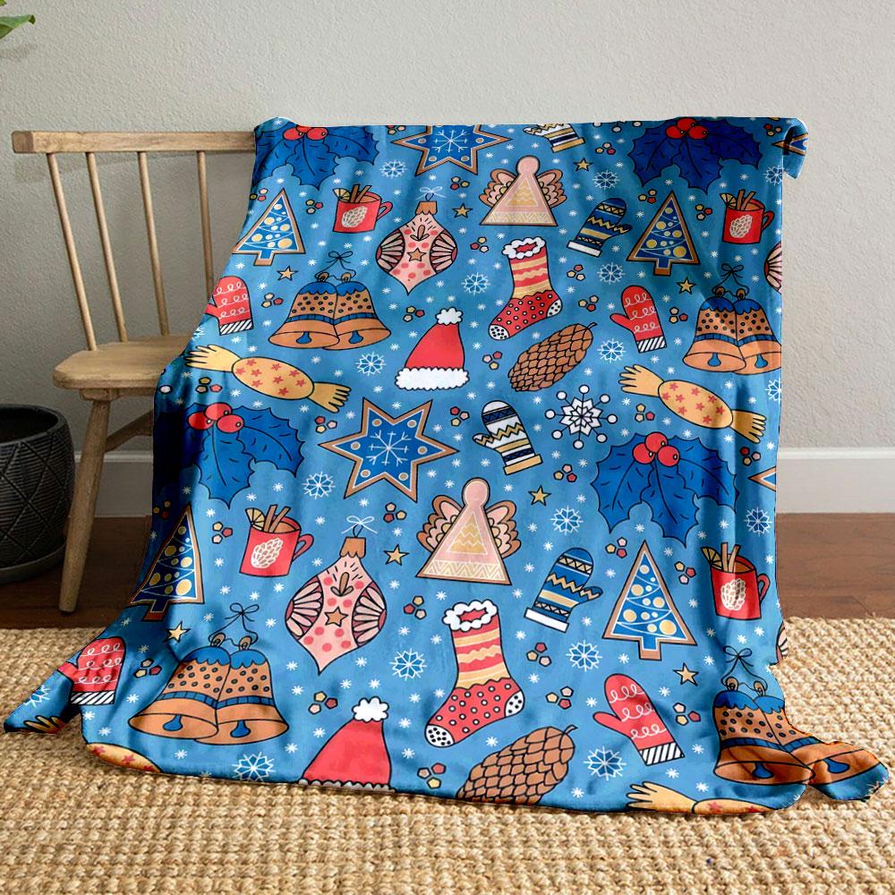 

Christmas Themed Festive Pattern Blanket bedroom Blanket for Livingroom Couch lunch break Soft throw for Friend s festival Gift 80cm x 120cm