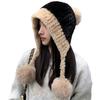 Plush Lei Feng Hat for Women In Autumn and Winter New Style Showing Face Small Plush Thickened Knitted Hanging Ball Wool Hat Warm and Ear Protection
