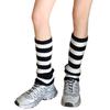 Contrast Color Striped Leg Warmers for Women Girls Ribbed Knitted Boot Covers Over Calf Socks for Dance Parties Hosiery