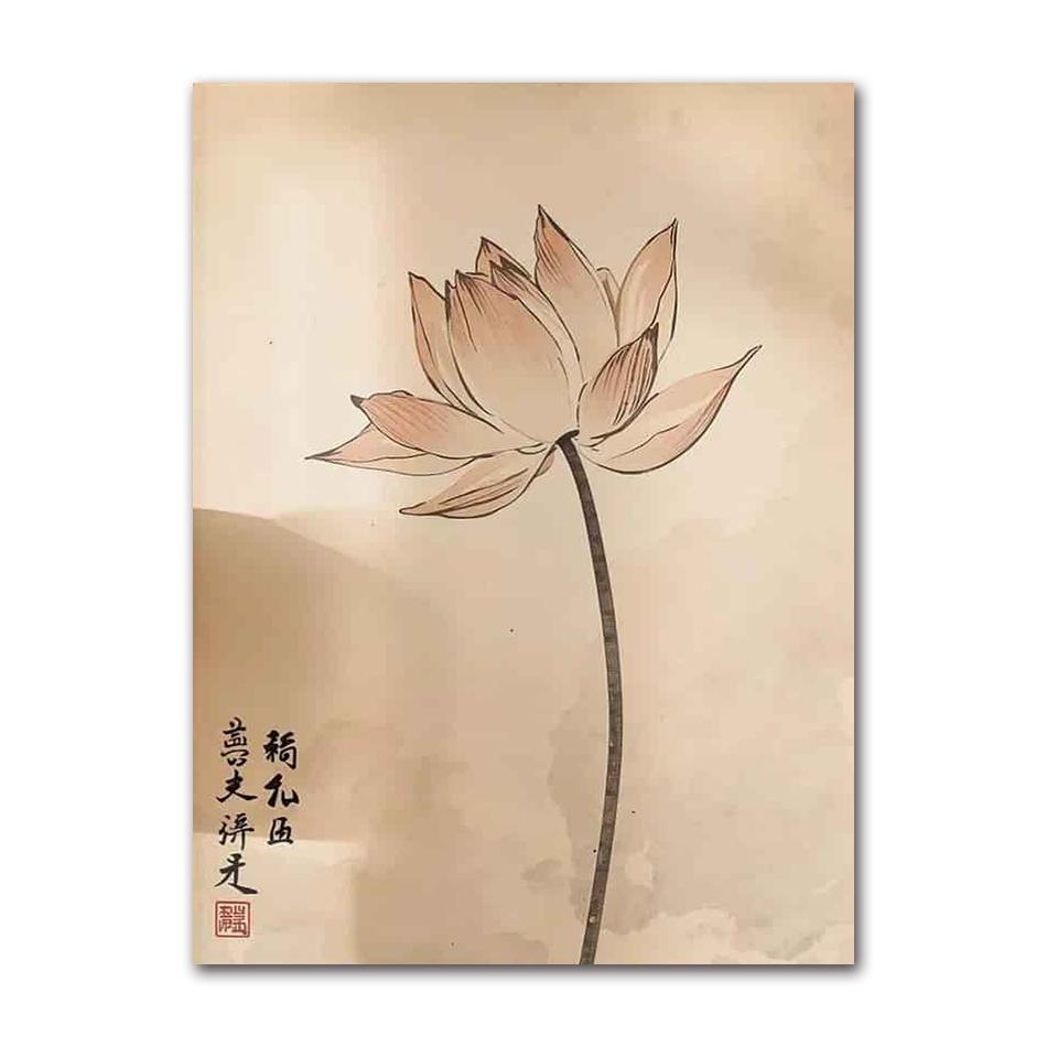 Ink Lotus Canvas Wall Art - Oriental Watercolor Print - Serene Zen Home Decor - Ideal Housewarming Gift