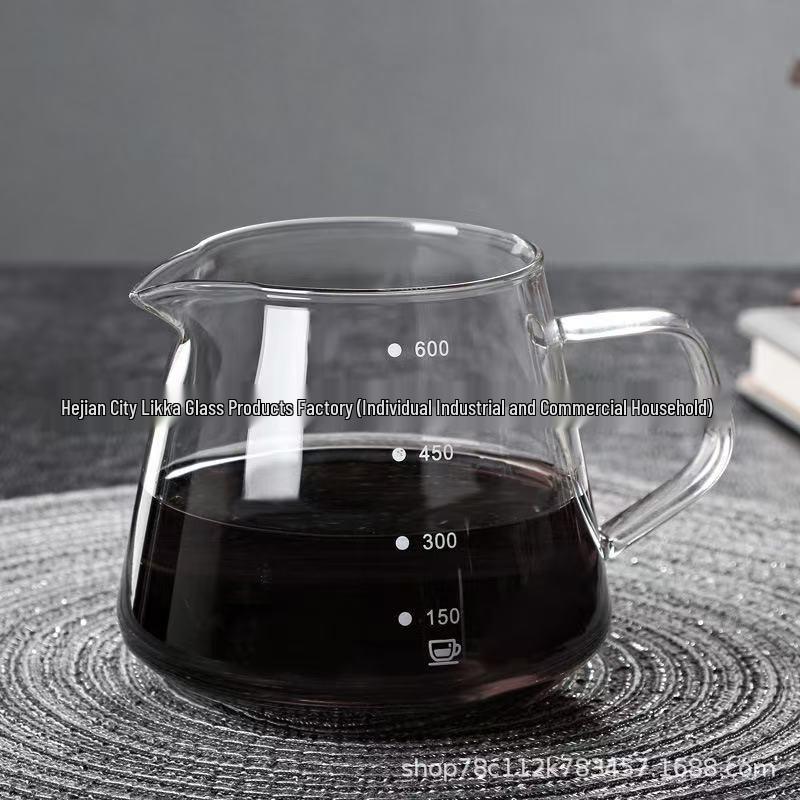 Cloud Sharing High Borosilicate Glass Coffee Drip Pot with Scale, 300ml/600ml