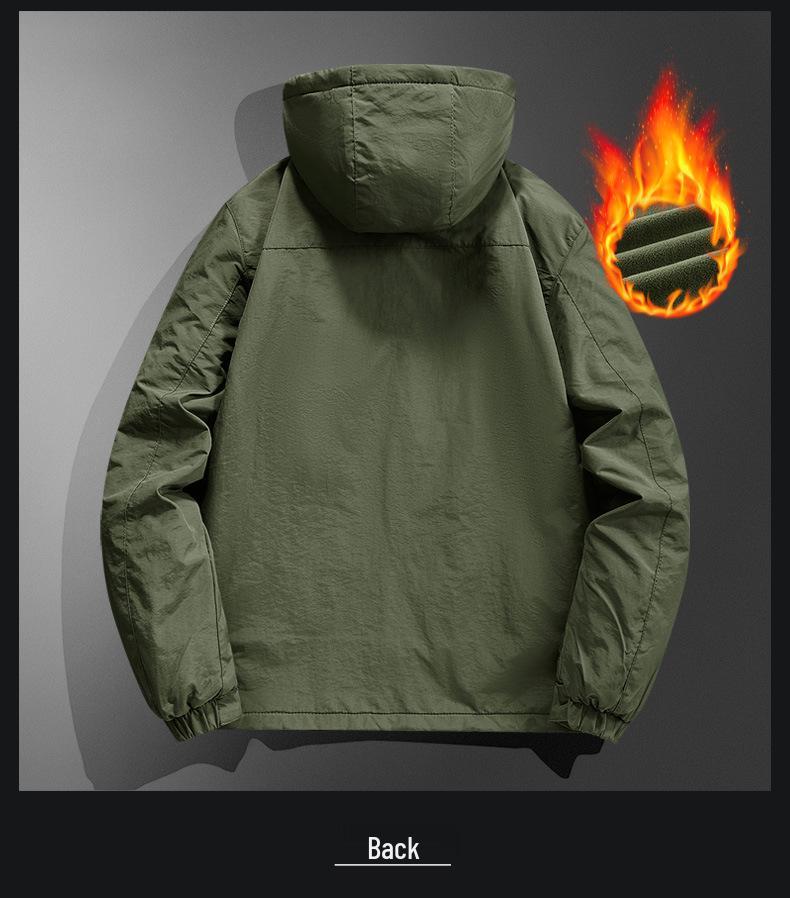 Herren Herbst- und Winter-Winddichte Wasserdichte Bergsteigerjacke - Hohe Dichte, Verdickt, Mit Samt, Outdoor Lässig.